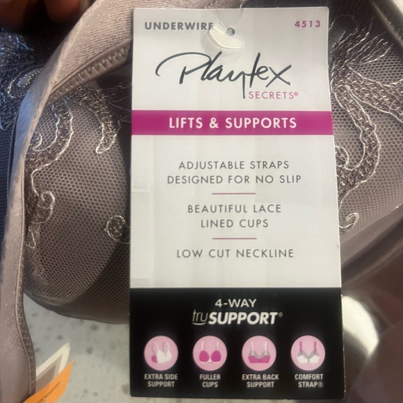 😍 NWT Playtex Secrets Beautiful Lift Embroidered Underwire Bra 42DD (42E) 😍 - Picture 9 of 12